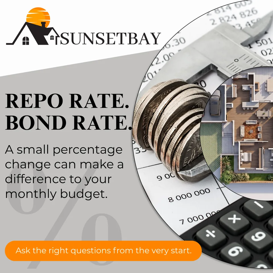 Repo rate, bond rate: a small percentage change can make a difference to your monthly budget, shown with coins and a calculator