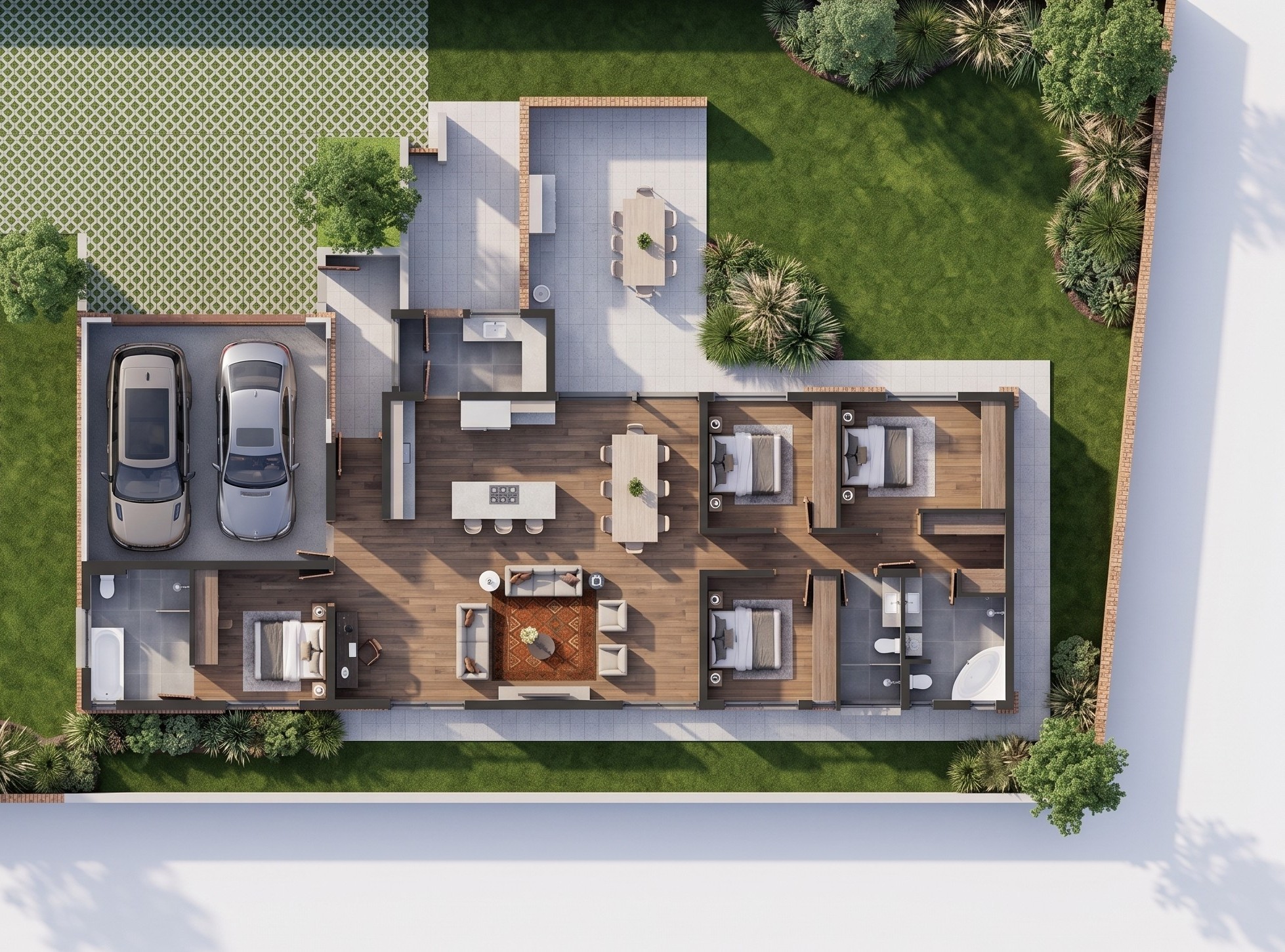 Vleilands Estate Unit G floor plan, aerial render